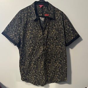 Guess Men's Black and Gold Floral Shirt